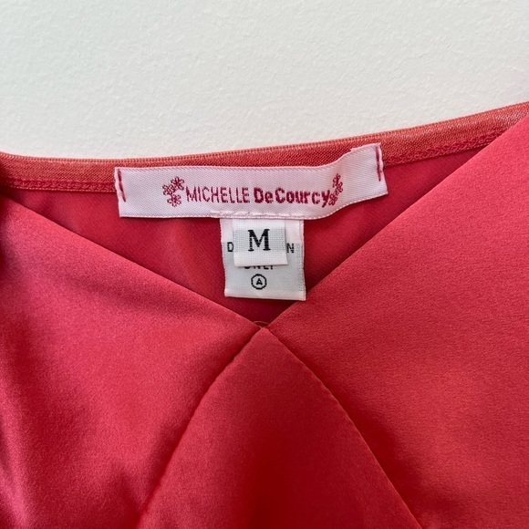 MICHELLE DE COURCY Slip Camisole Set Bias Cut Satin Flounce Hem Bodycon Chic - Picture 8 of 15